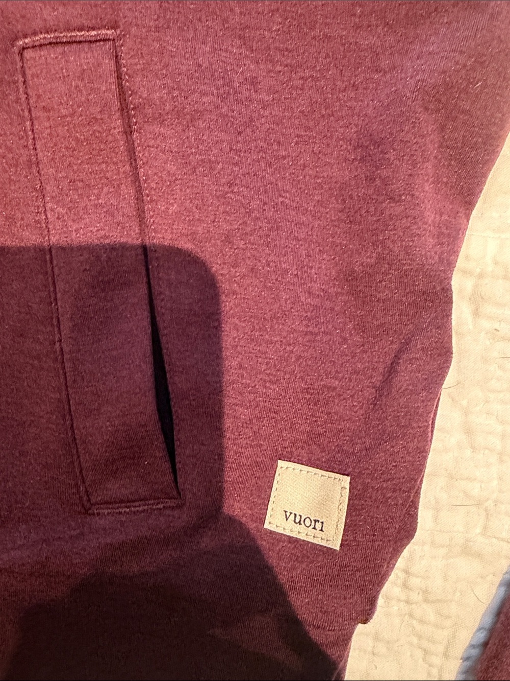 Vuori Women's Zip Hoodie in Deep Burgundy - Picture 3 of 3